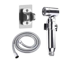 Idroscopino,Doccetta per Bidet,Doccino per Bidet Doccino Anale,Idroscopino per Wc con Tubo 150 cm E Supporto No-Drill,Doccino per Lavandino per Bagno,Cucina,Doccetta Bidet,Doccino Bidet Argento