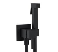 Idroscopino WC E Bidet Nero Opaco Rettangolare Con Miscelatore A Incasso E Kit Doccino 10,7 Cm Flessibile PVC Anti-Torsione 120 Cm