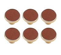 IDRRSPCP Maniglie antiche, manopole, accessori for mobili, set di 6 pomelli for armadietti, maniglie for cassetti a forma rotonda in pelle sintetica vintage, for decorative(Single Hole)