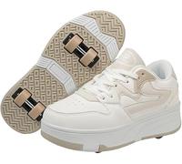 Ids Roller Sate Scarpe per Ragazzi Ragazze, Sateboarding Sates Outdoor Parour Scarpe Retrattili 4 Ruote Unisex Adolescente Bambini Sport Waling Running Sneaers, Black, 1 UK