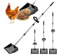 IDUNSEED Paletta per escrementi di pollo larga 25,5 cm, Paletta per escrementi di pollo regolabile lunga 155 cm per la pulizia, Strumento per la pulizia del pollaio, Accessorio per pollaio