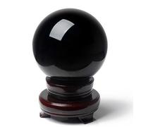 IDUTQUMW Black Crystal Ball Obsidian Divination Sphere Gemstone with Stand Crystals Ornaments for Fengshui Home Decoration Photography,8cm/3.1in