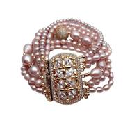 IDUTQUMW Bracciale con ciondolo multistrato con perle d'acqua dolce naturali di forma diversa a 7 fili, gioielli dal design originale