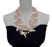 IDUTQUMW Collana a 4 fili con perle naturali coltivate a forma di croce bianca, perle di patate viola, collana di stile carino for le donne