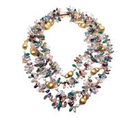 IDUTQUMW Collana con 4 fili di perle bianche spazzolate di multicolore da 6x12 mm for gioielli da donna e ragazza