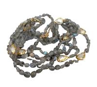 IDUTQUMW Collana di perle bianche a goccia coltivate a forma libera di labradoriti grigi naturali a 5 fili vintage da donna 24"