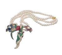 IDUTQUMW Collana di perle d'acqua dolce rotonde bianche da 21 "a 2 fili con pavé di fiori di scimmia placcati color oro con pendente da matrimonio di lusso