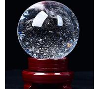 IDUTQUMW Crystal Ball, Melting White Magic Quartz Sphere with Stand for Meditation/Divination/Photography/Yoga/Home Office FengShui Decoration,10cm