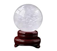IDUTQUMW Crystal Ball with Wood Stand, Sphere for Home Decor, Divination, Magic, Witchcraft, Fortune Telling, Precious Gifts for Family And Friends,150mm
