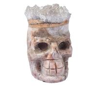 IDUTQUMW Crystal Skull with Clear Quartz Cluster - Handcrafted Gemstone Art for Halloween Décor, or Gift