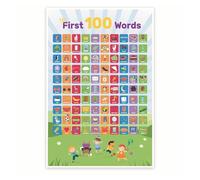 IDUTQUMW Educational Poster for Toddlers - My First 100 Words in English - Baby Learning Chart for Nursery Bedroom Wall Decor(Unframed,08x12inch(20x30cm))