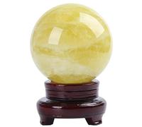 IDUTQUMW Gem Crystal Ball Yellow Calcite Quartz Sphere with Stand Gemstone for Feng Shui And Home Decor Gifts,12cm