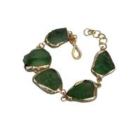 IDUTQUMW Gioielli con pietre preziose e bracciale con perline spazzolate grezze grezze di fluorite verde naturale da 20x27 mm