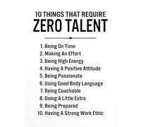 IDUTQUMW Inspirational Gym & Office Decor - 10 Things That Require Zero Talent Motivational Poster, Black and White Leadership Print for Men & Women(Framed,12x18inch(30x45cm))