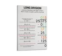 IDUTQUMW Long Division Practice Poster, Math Problems & Solutions Chart, Learning Resource for Kids, Classroom or Homeschool Decor(Unframed,08x12inch(20x30cm))