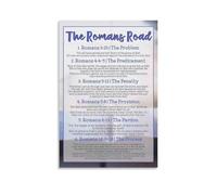 IDUTQUMW Scripture Art Print - Promises from the Book of Romans, Uplifting Christian Wall Decor for Living Room, Bedroom or Study(Framed,16x24inch(40x60cm))