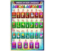 IDUTQUMW Sign Language ABC Learning Poster - Educational Wall Art Print for Children's Room, Homeschool, Classroom - Gift for Toddlers, Preschool & Kindergarten(Framed,16x24inch(40x60cm))