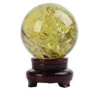 IDUTQUMW Yellow Crystal Ball Ornament Citrine Quartz Gemstones Sphere Decorative Witchcraft for Living Room Bedroom TV Cabinet Crafts Gifts,7cm/2.7in