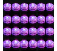 idyl light 24 Candele LED Sommergibili, Mini Luci Led Impermeabili Candela Senza Fiamma con Batteria per Casa Halloween Natale Matrimoni Partito-Viola