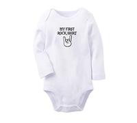 iDzn Bambini My First Rock Shirt Divertenti Tutine, Body per Neonato, Tute per Neonato, Tute Intere Lunghe per Bambini da 0 a 12 Mesi