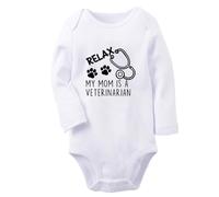 iDzn Bambini Relax My Mom Is a Veterinarian Divertenti Tutine, Body per Neonato, Tute per Neonato, Tute Intere Lunghe per Bambini da 0 a 12 Mesi