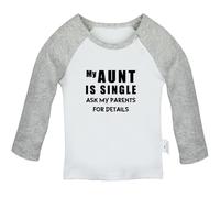 iDzn My Aunt Is Single Ask My Parents for Details Maglietta Divertente per Neonati, Magliette per Neonati, Magliette per Neonati, Maglietta Grafica per Bambini da 0 a 24 Mesi