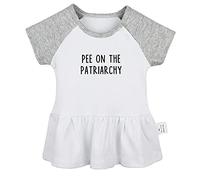 iDzn Pee On The Patriarchy Novità Abiti, Bambino Ragazze Principessa Vestito Carino Ruffles 100% Cotone Gonne, Abito Raglan grigio, 0-6 Mesi