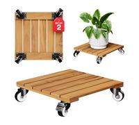 IDZO Fioriera Rotonda Caddies-14, Legno, Teak Dorato, 35,6 x 35,6 x 8,1 cm