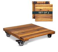 IDZO Fioriera Rotonda Caddies-14, Legno, Teak Dorato, 38,1 x 35,6 x 8,1 cm