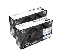 IEA Medical Guanti in nitrile nero, 200 pezzi, guanti monouso L, guanti in nitrile, guanti usa e getta, senza polvere, guanti in gomma senza lattice