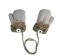 iEasey Cute Bear Baby Toddler Winter Warm Mittens On String Kids Cold Weather Fleece Knit Guanti da sci neve Insualted Guanti per Neve Neonate Ragazzi 0-3 Anni Regalo Orso Grigio