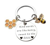 IEBTAWN 1Pieza Portachiavi con Pendente A Forma di Ape, Regalo per Il Miglior Amico, Regalo di Ringraziamento, Regalo per Il Partner (Colore Argento)