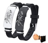 IEBTAWN 2 Braccialetti Kpop Stray Kids Merch, Braccialetti In Silicone Per Regali, Acciaio Inossidabile, Kpop Merch Regali Per Stay, Accessori Stray Kids, Regali Stray Kids