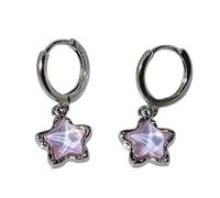 IEBTAWN 2 Pezzi Orecchini Cerchio Per Ragazza Con Pendente A Stella, Orecchini A Cerchio Forma Di Stella (Rosa)