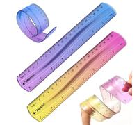 IEBTAWN 2 Righelli Flessibili da 20 cm, Trasparenti, con Bordo Morbido e Antiscivolo, Scala in Cm e Pollici, per Scuola, Ufficio e Casa (Lilla e Giallo Rosa)
