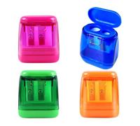 IEBTAWN 4 Temperamatite In 4 Colori Con Contenitore, Temperamatite Per Bambini, Temperamatite, Temperamatite A Doppio Foro Colorato E Penna Manuale, Affilatore Ovale Per Scuola E Ufficio