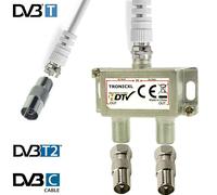 IEC Switch Distributore Antenna 2fach per Kabel-Fernsehen Zb Unitymedia Splitter