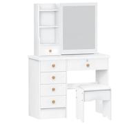 IEDHNGXN sedia da scrivania, organizer per il trucco Mobiletto For Il Trucco Con Specchio Scorrevole, Tavolo Da Toeletta For La Camera Letto, 6 Cassetti