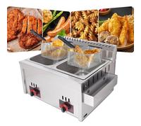 IEDZBEQ Friggitrice a Gas Professionale da 20 L, Deep Fryer in Acciaio Inossidabile Cestello E Coperchio Staccabili, Friggitrice a Gas a Doppia Bombola per Uso Cucina Domestico E Commerciale