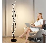 IEDZBEQ Lampada da Terra Salotto LED, 52W Piantana Lampada da Terra Dimmerabile con Telecomando,155cm Lampada da Pavimento Moderno Spirale Design per Comodino Camera da Letto Ufficio Lettura (Black)