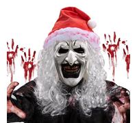 IEEILULU Maschera Art The Clown con Mini Cappello, Maschera da Terrifier, Joker Latex Mask per Costume da Clown Horror Halloween (Rosso)