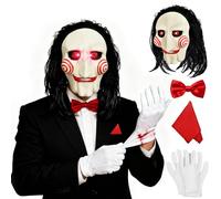 IEEILULU Maschera Saw, Maschera Halloween Horror con Occhi Luminosi, Perfetto per Eventi Horror di Halloween e Feste in Maschera