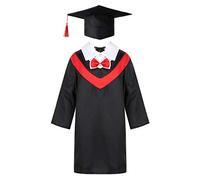 iEFiEL Abito da Laureato Set Toga Laurea e Tocco Cappello Laurea Costume da Laureato per Bambini Studenti Elementare Medi Linea Costume Carnevale Travestimento 4-12 Anni Rosso-Tipo A 4-5 anni