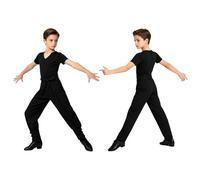 iEFiEL Bambini Camicia Da Ballo Latino Abbigliamento La Danza Salsa Set Camicia E Pantaloni Danza Camicie La Latina Ragazzi Cha-Cha Nero 9-10 anni