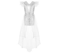 iEFiEL Bambini Vestito Adolescente Bambina Vestito Adolescente in Un Matrimonio Comunione Bianco La Prima Comunione Una Lungo Bambino Prom Argento 15-16 Anni