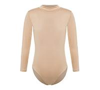 iEFiEL Body Ginnastica Artistica Bambina a Manica Lunga Vestito Ballerina Danza Classica da Balletto Body da Leotard Ballet Squadra Basic Collo finto nudo 5-6 anni