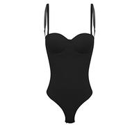 iEFiEL Body Shaper Donna per Sposa Cerimonia Matrimonio Scollo a V Profondo Push-up Body Shapewear Regolabile Contenitivo Modellante Corsetto Dimagrante Senza Manica Nero S