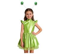 iEFiEL Costume Di Alieno Per Bambini Costume Aliena Da Alieno Bambina Cosplay Halloween Natale Astronauta Alien Vestito Metallico B Verde 13-14 anni