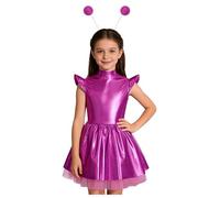 iEFiEL Costume Di Alieno Per Bambini Costume Aliena Da Alieno Bambina Cosplay Halloween Natale Astronauta Alien Vestito Metallico B Rosa scuro 11-12 anni