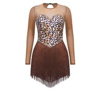 iEFiEL Donna Indiana Nativa Costume Di Cosplay Unitard Con Frange Carnevale Marrone L